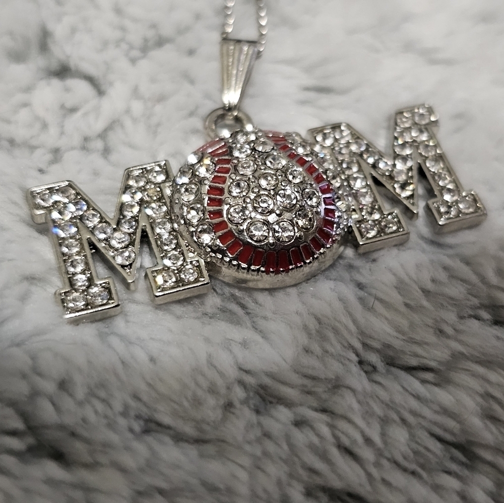 Baseball Mom Rhinestone Necklace - Picture 3 of 5